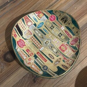 Cigar label vintage glass dish mid century modern